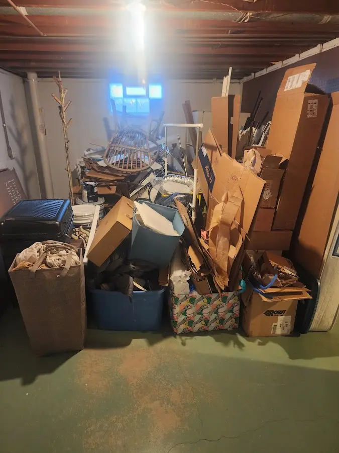 Roll-off dumpster container at job site for Cleanout Dumpster Rental in Nappanee